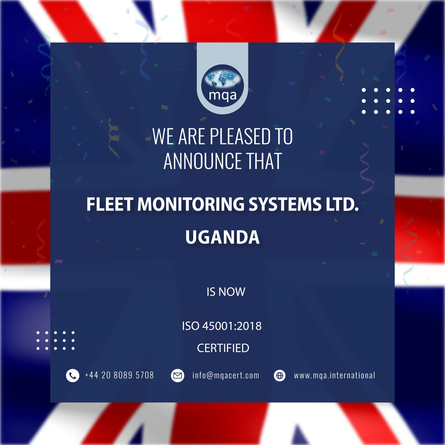 Accreditations Fleet Monitoring Systems Limited